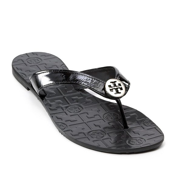 tory burch patent leather flip flops